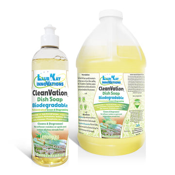 Natural Dish Soap - CleanVation™ 16 fl oz with 64 fl oz Refill Bundle: Concentrated Biodegradable Green Premium Liquid Dish Soap