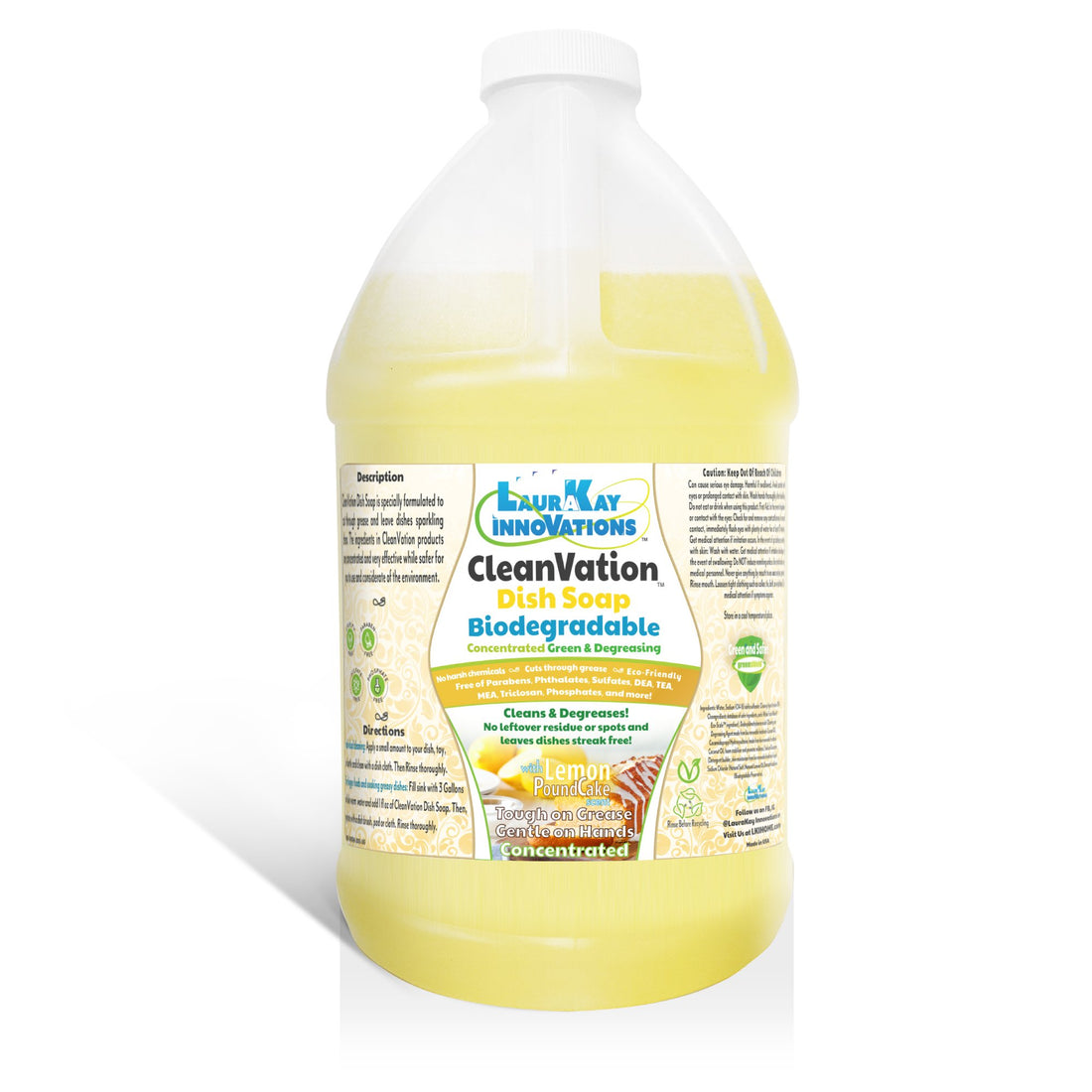 Natural Dish Soap Refill - CleanVation™ Concentrated Biodegradable Green Premium Liquid Dish Soap - Half Gallon