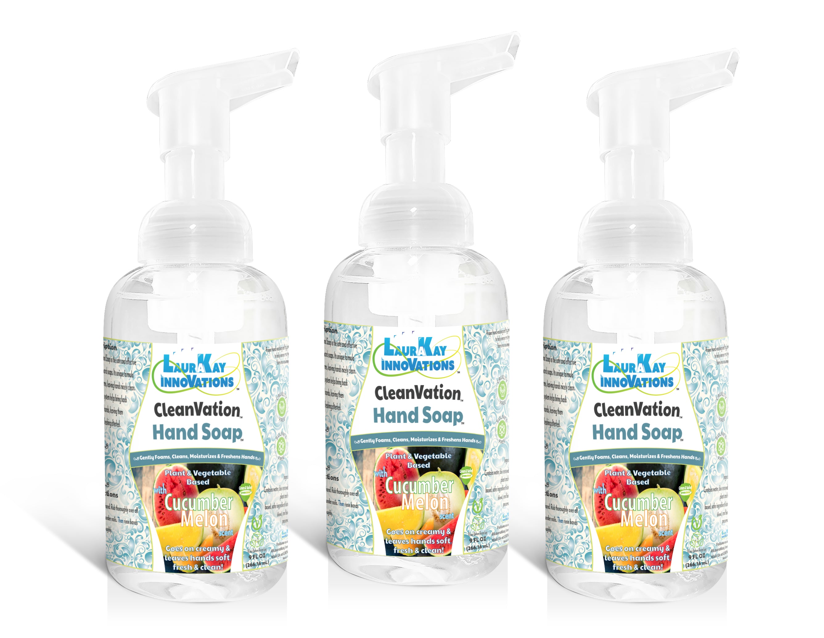 Gentle Foaming Hand Soap - 3 Pack (12 fl oz Each): Green, Plant Based