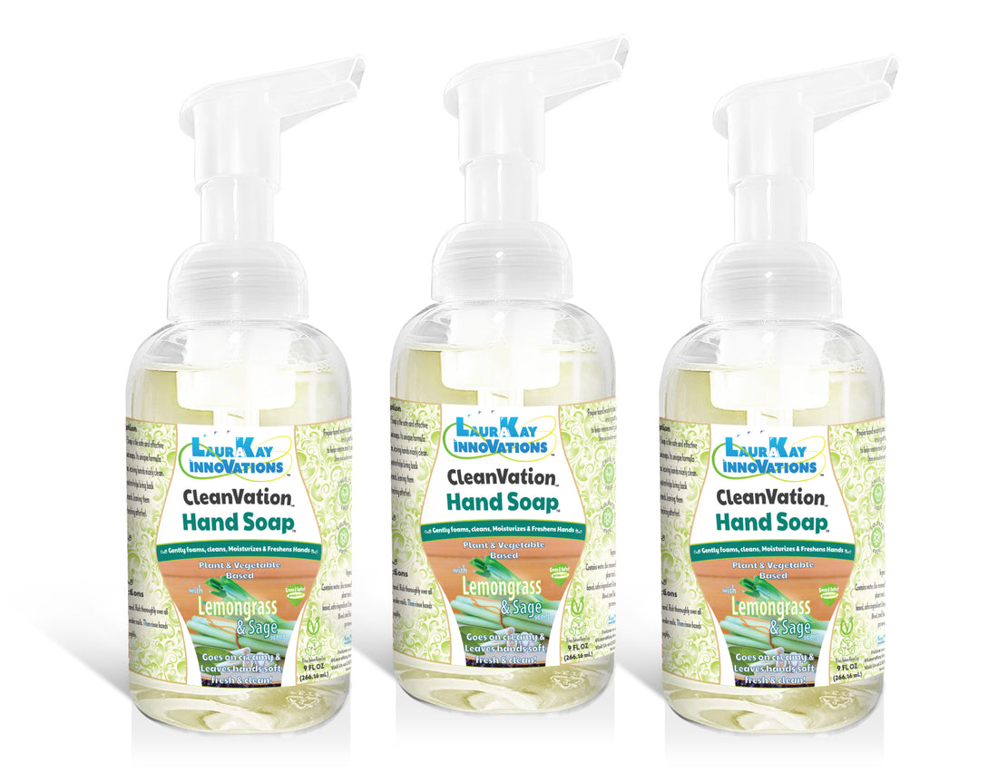 CleanVation HandSoap™ 3 Pack (9 fl oz Each): Green Plant Based Gentle Foaming Hand Soap