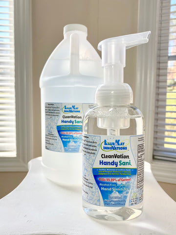 HandySani™ 9 fl oz with 64 fl oz Foaming Hand Sanitizer Refill Bundle (Alcohol-Free, FDA Approved Active Ingredient, Cleans & Moisturizes) -Unscented