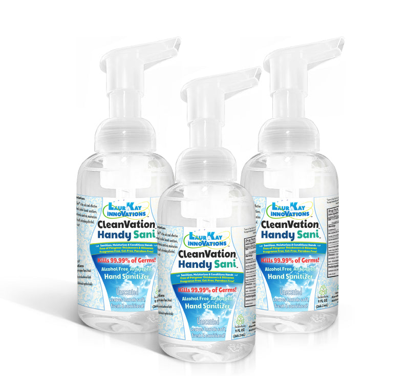 HandySani™ 3 Pack Foaming Hand Sanitizer (Alcohol-Free, FDA Approved Active Ingredient, Cleans & Moisturizes) -Unscented